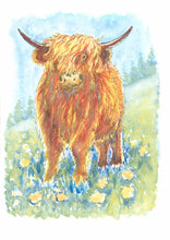 Load image into Gallery viewer, 5x7" "Highland Cow" Greeting card *This card can be personalised*