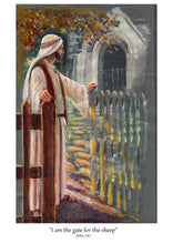 Load image into Gallery viewer, "The Good Shepherd at the gate" available as a mounted/framed print or a digital download