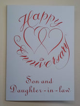 Load image into Gallery viewer, 5x7" Anniversary card "Two hearts" 8This card can be personalised*
