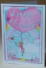 Load image into Gallery viewer, 5x7" Girls "Happy Birthday Balloon" Card *This card can be personalised*