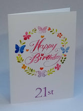 Load image into Gallery viewer, 5x7" Happy Birthday " Butterflies Card *This card can be personalised*