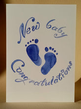 Load image into Gallery viewer, 5x7" "New Baby" Card (available pink or blue) *This item can be personalised*