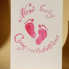Load image into Gallery viewer, 5x7" "New Baby" Card (available pink or blue) *This item can be personalised*