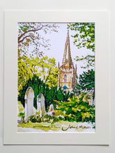 Load image into Gallery viewer, A4 Print "St Michael's and All Angels Church Uffington" available as mounted/framed print.
