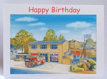 Load image into Gallery viewer, 7x5" Card "Fire Station" Stamford Happy Birthday.