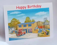 Load image into Gallery viewer, 7x5" Card "Fire Station" Stamford Happy Birthday.