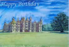Load image into Gallery viewer, 7x5" Card "Burghley House" ( available as a blank or Birthday card)
