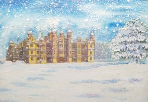 A4 Print "Burghley House in the snow" available as mounted/framed print.