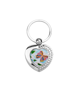 Heart Metal Keyring silk "onwards" butterfly