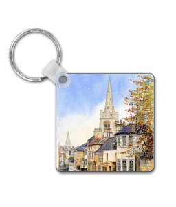 Square Keyring "Barn Hill Stamford"