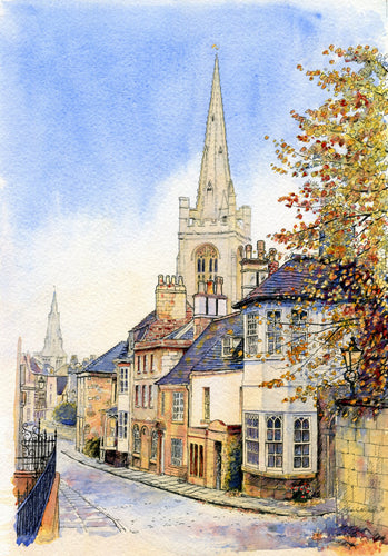 Barn Hill Stamford watercolour by John G Nicholls