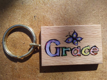 Load image into Gallery viewer, Bespoke Personalised wooden keyrings.
