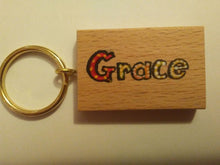 Load image into Gallery viewer, Hand painted wooden keyrings.
