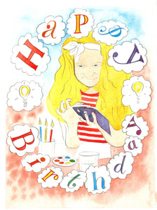 5x7" Happy Birthday "Art Girl"  *This card can be personalised*