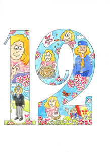 5x7"  " Girls 12th cartoon" card   *This item can be personalised*