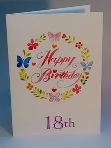 5x7" Happy Birthday " Butterflies Card  *This card can be personalised*