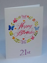 Load image into Gallery viewer, 5x7&quot; Happy Birthday &quot; Butterflies Card  *This card can be personalised*
