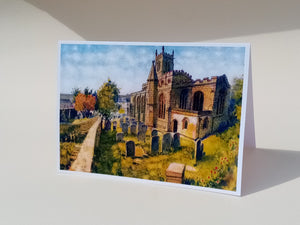 7x5" Card from original watercolour painting "St John's Church Stamford"