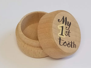 Wooden round box "My 1st Tooth"