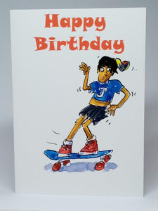 5x7" Happy Birthday "Skateboarder"  *This card can be personalised*