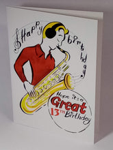 Load image into Gallery viewer, 5x7&quot; Happy Birthday &quot;Saxophone&quot;  *This card can be personalised*
