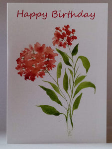 5x7" Happy Birthday "Red flowers"  *This card can be personalised*