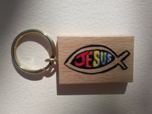 Load image into Gallery viewer, Hand painted wooden keyrings.
