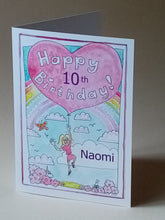 Load image into Gallery viewer, 5x7&quot; Girls &quot;Happy Birthday Balloon&quot; Card       *This card can be personalised*
