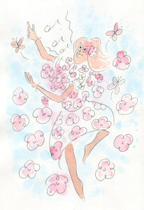 5x7"  "Dancing flower" Greeting card  *This card can be personalised*